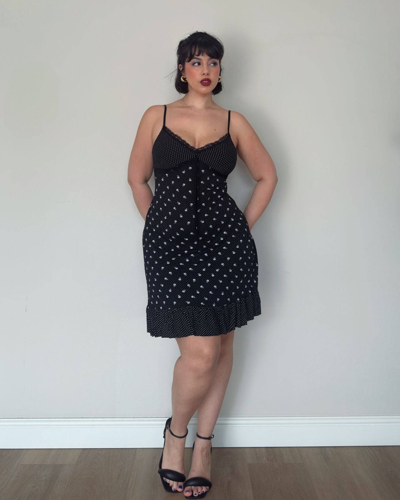 Black Polka Dot Midi Dress – M-XL