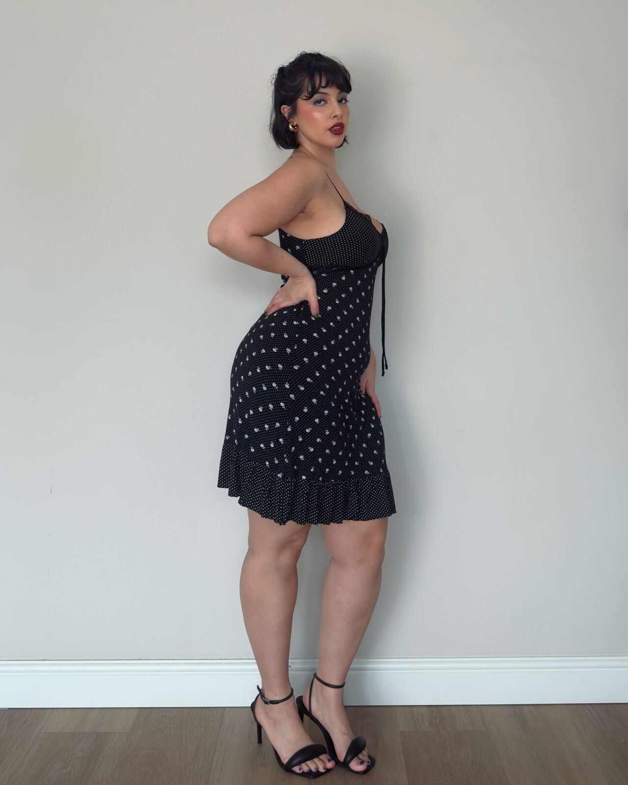 Black Polka Dot Midi Dress – M-XL