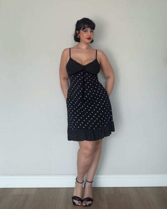 Black Polka Dot Midi Dress – M-XL