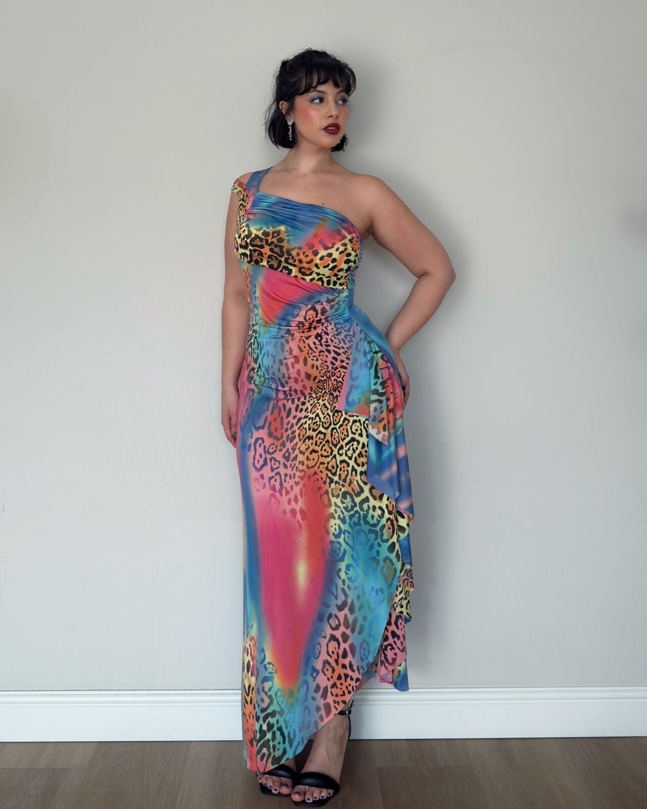 RARE 2000s Leopard Print Mix Maxi Dress – size M-XL