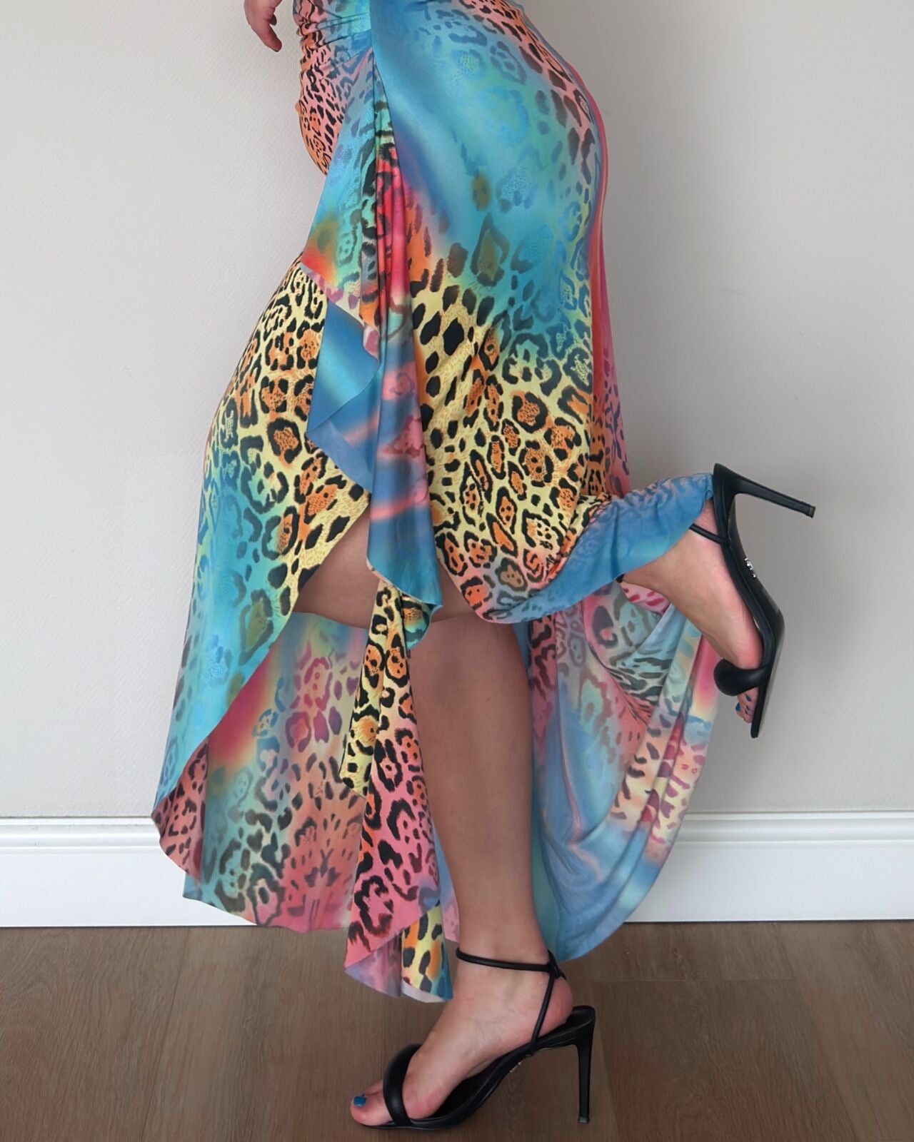RARE 2000s Leopard Print Mix Maxi Dress – size M-XL