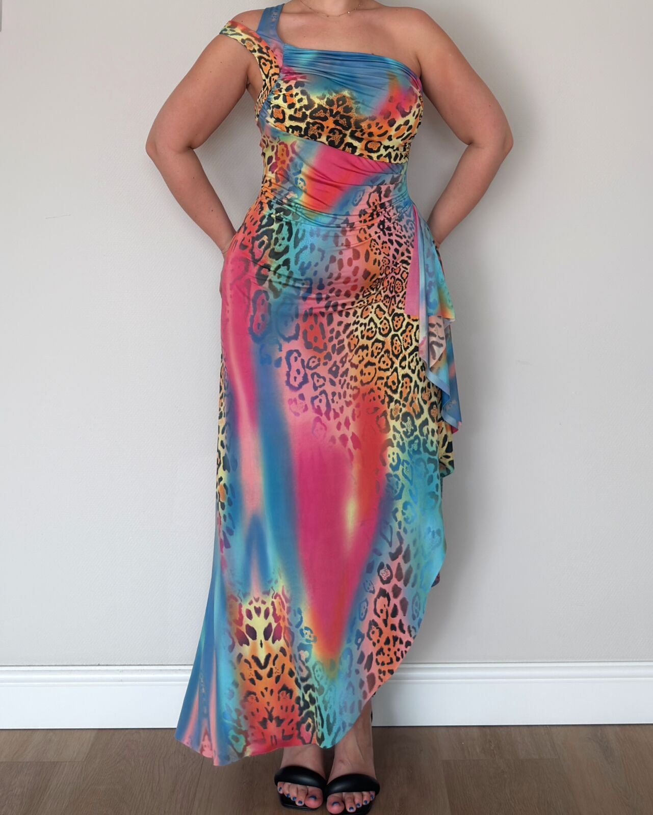 RARE 2000s Leopard Print Mix Maxi Dress – size M-XL