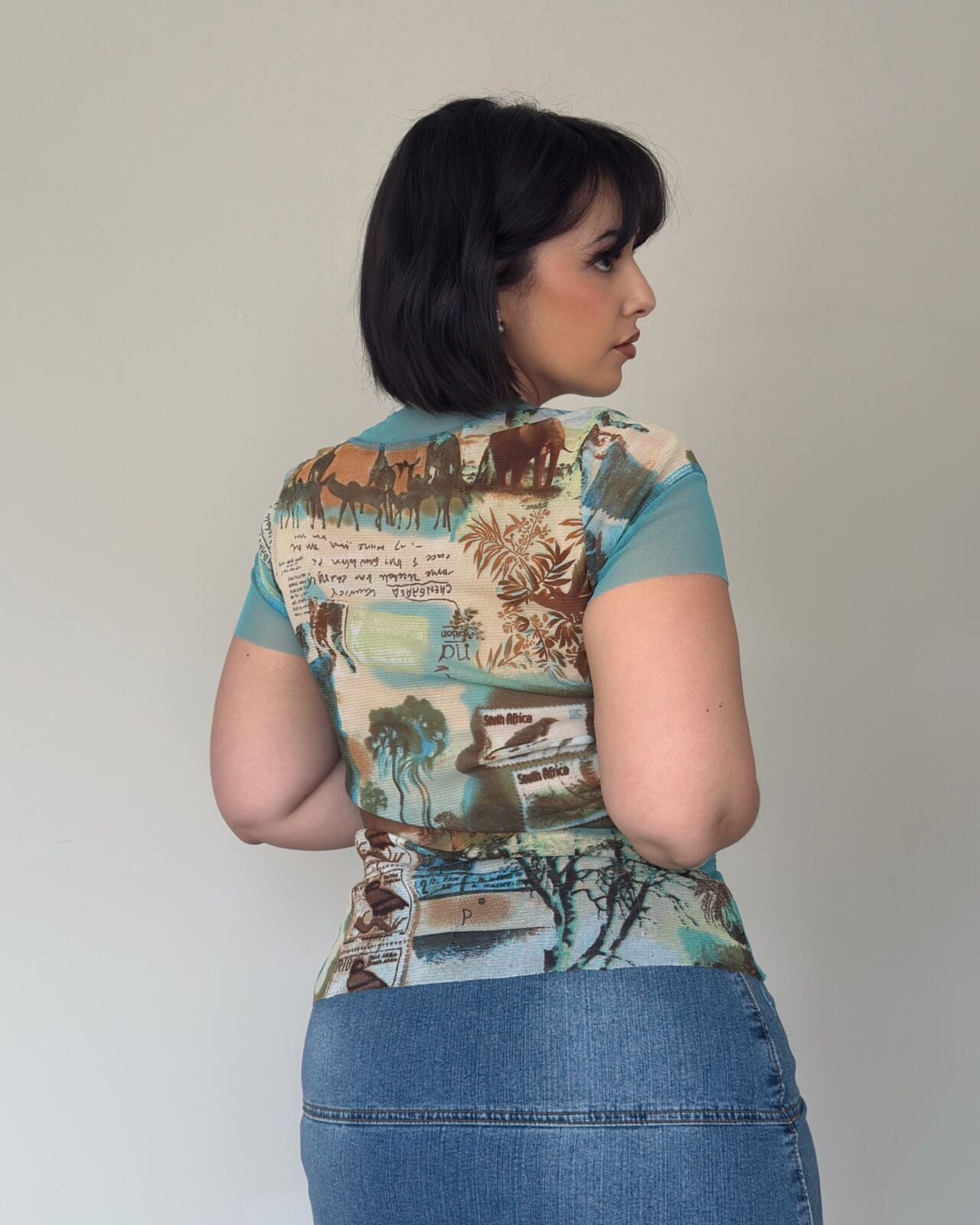 Y2K Blue Mesh Top – size M-XL