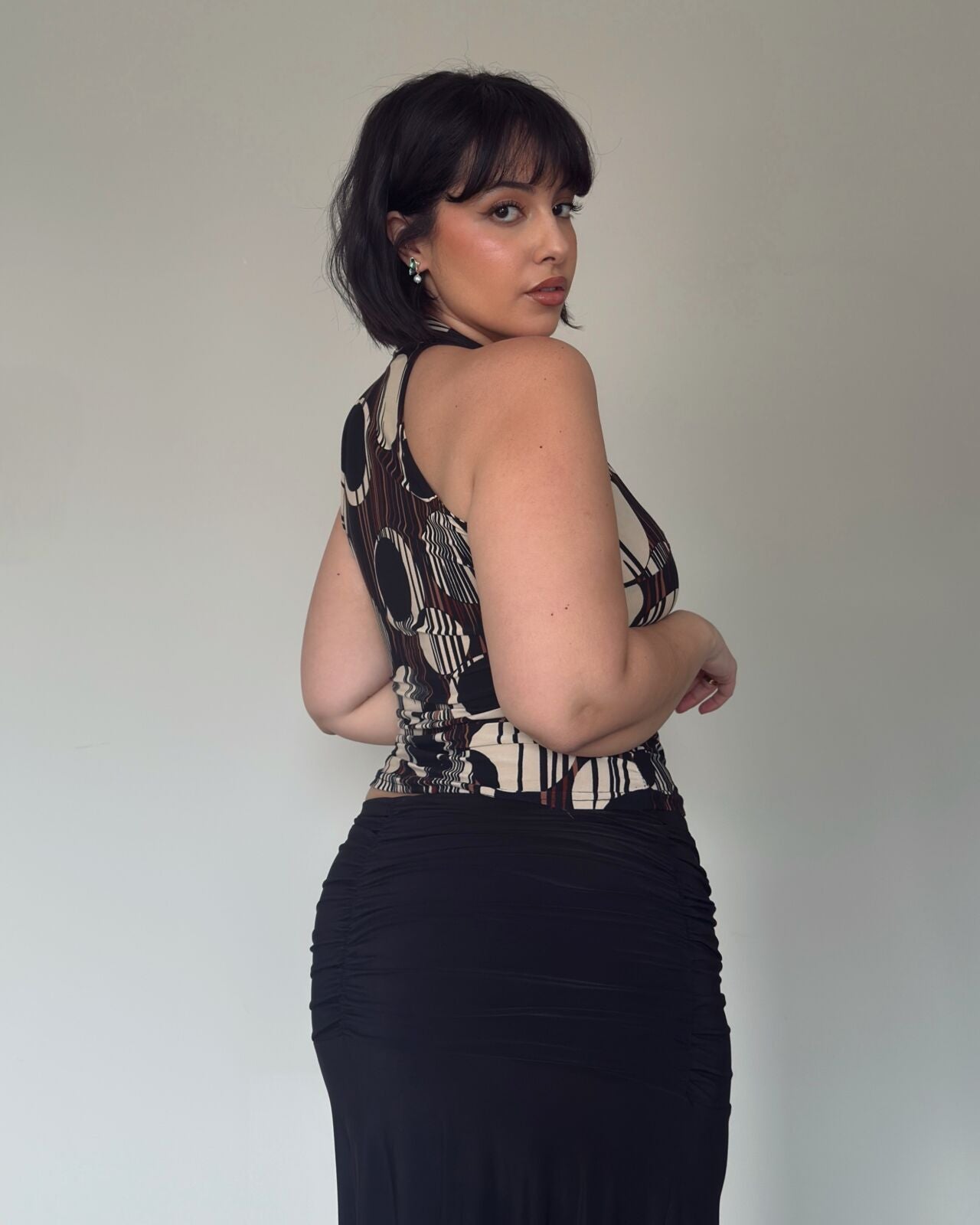 Retro Print Halter Neck Top – size M-L