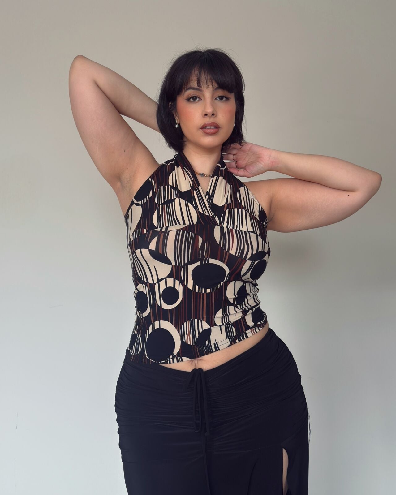 Retro Print Halter Neck Top – size M-L