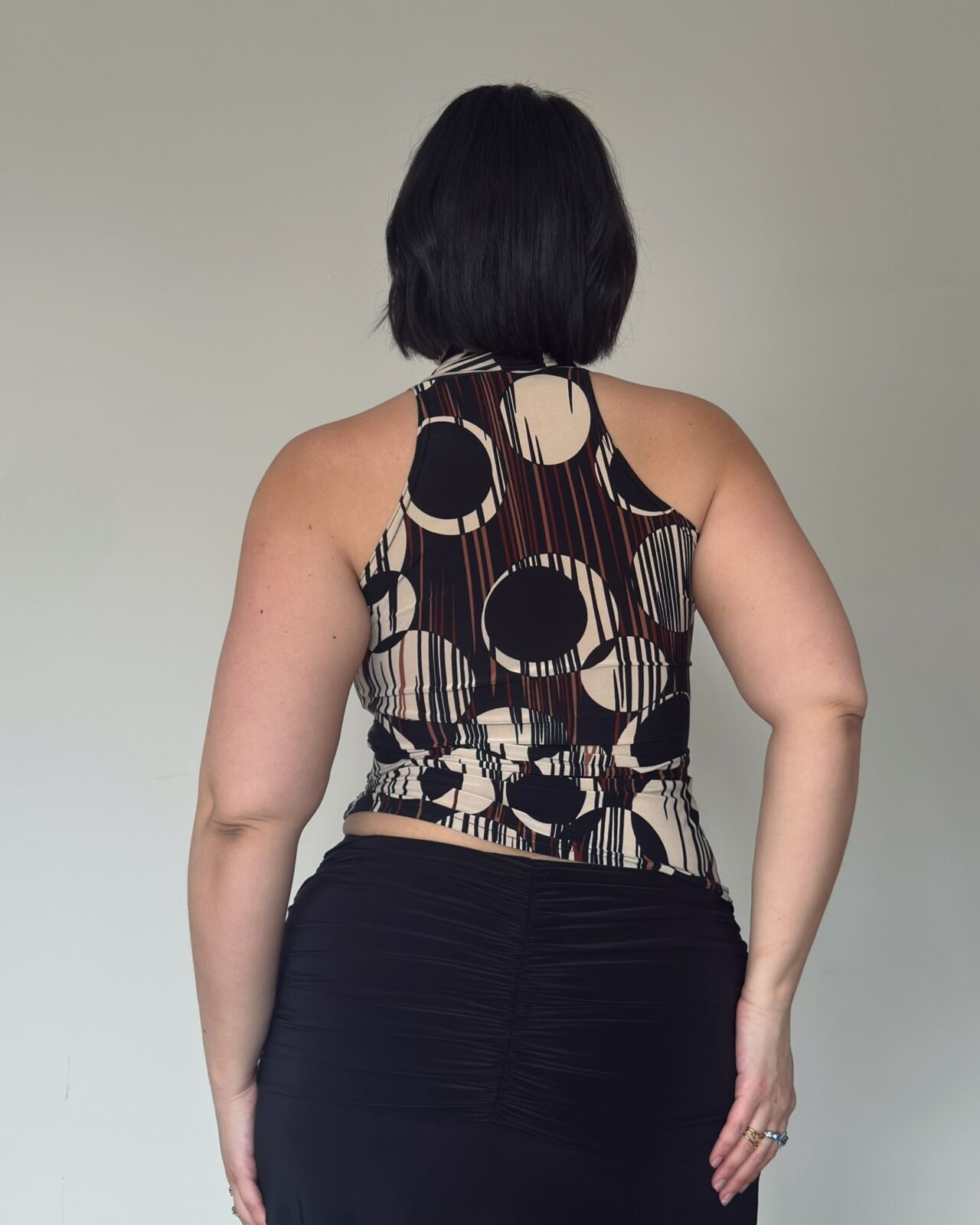 Retro Print Halter Neck Top – size M-L