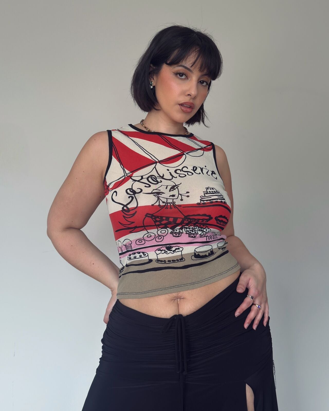 Vintage French “Patisserie” Tank Top – size M-L