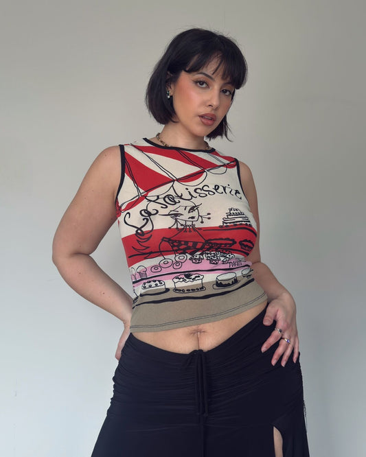 Vintage French “Patisserie” Tank Top – size M-L