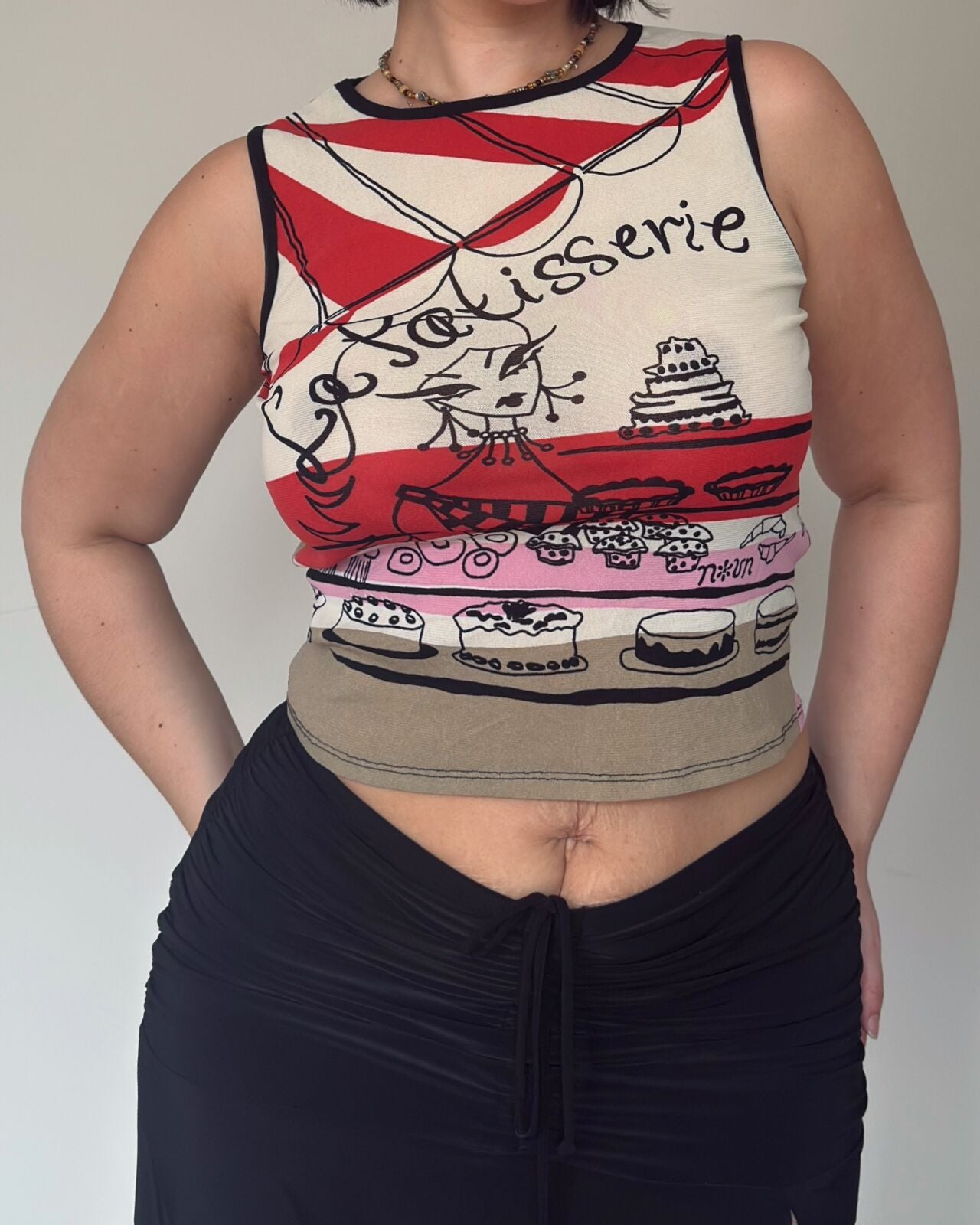 Vintage French “Patisserie” Tank Top – size M-L