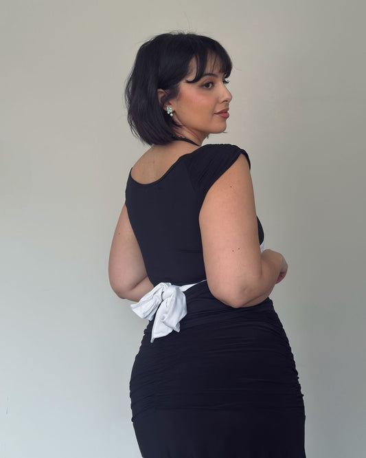 Y2K Black & White Halter Top – size M-L