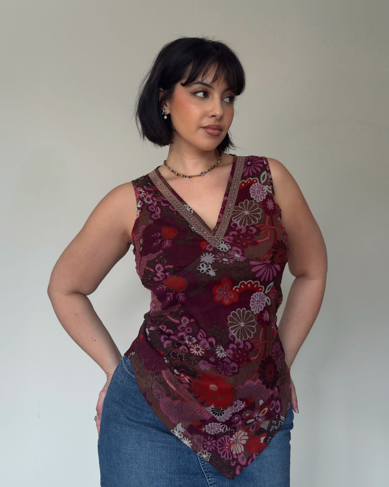 Burgundy Asymmetric Top – size M/L