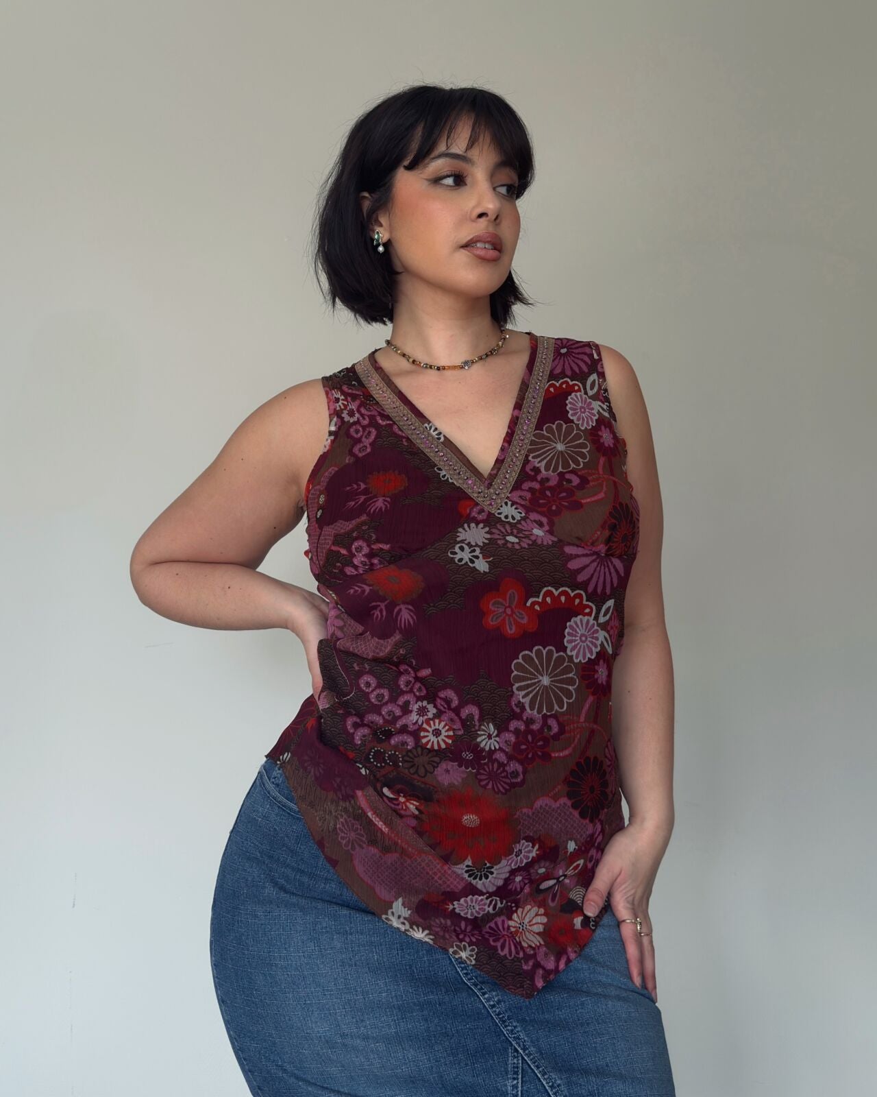 Burgundy Asymmetric Top – size M/L