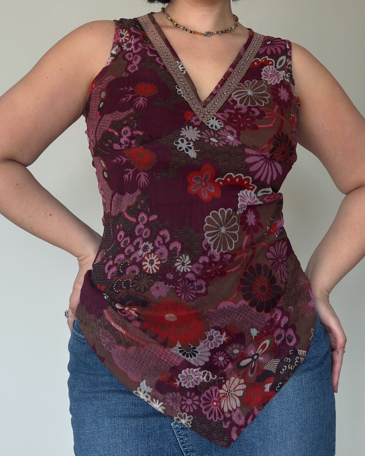 Burgundy Asymmetric Top – size M/L
