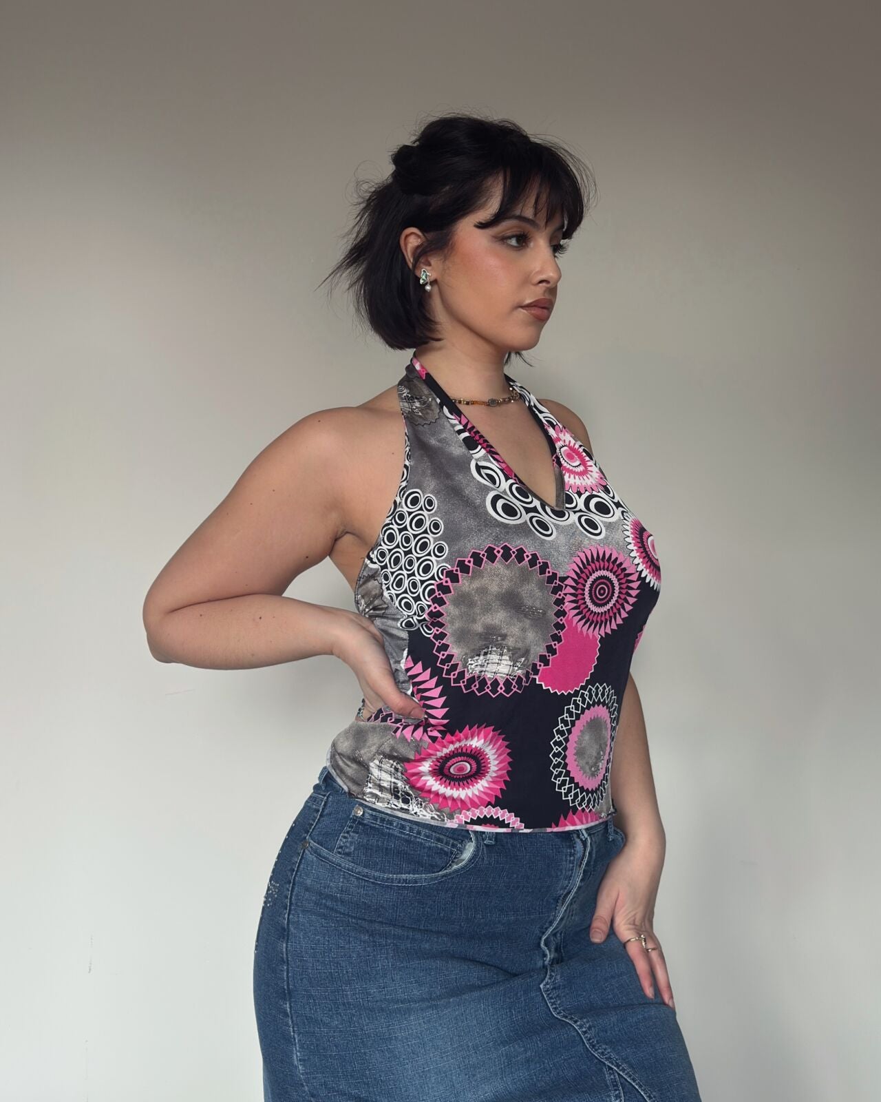 Y2K Retro Halter Top – size M-XL