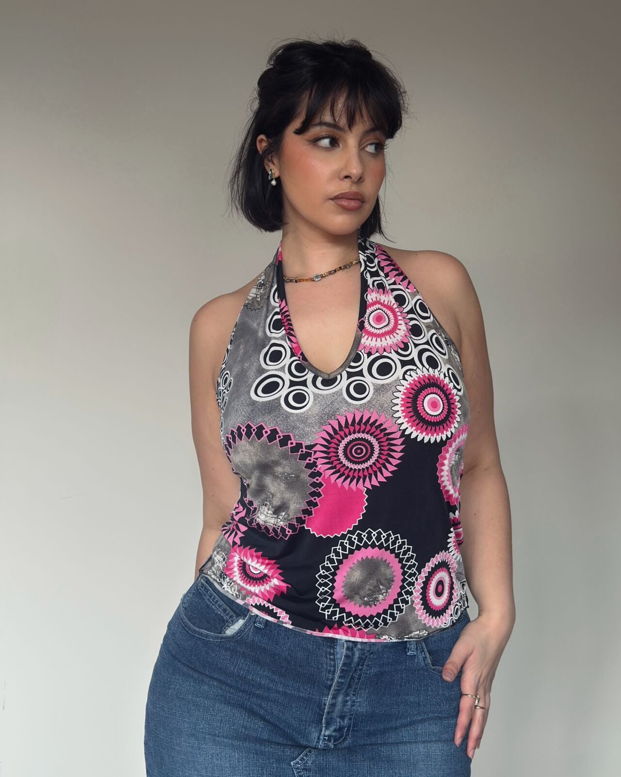 Y2K Retro Halter Top – size M-XL