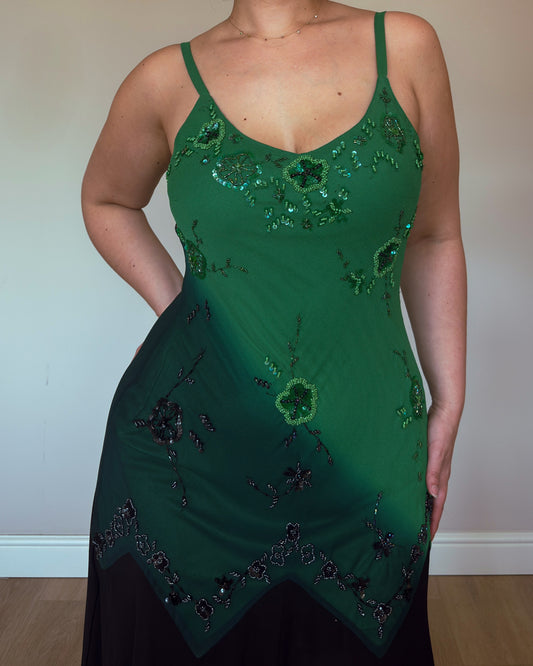 Emerald Noir Beaded Gown - size M-XL