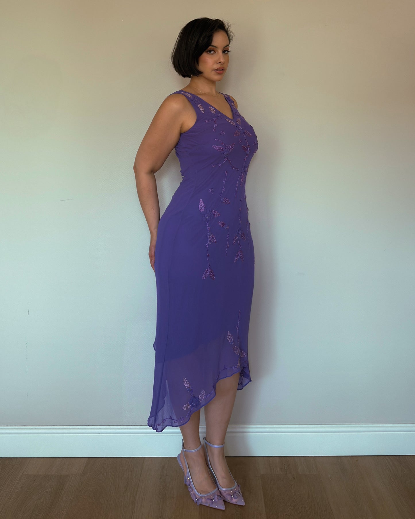 Lavender Whisper Embroidered Dress - size M-XL