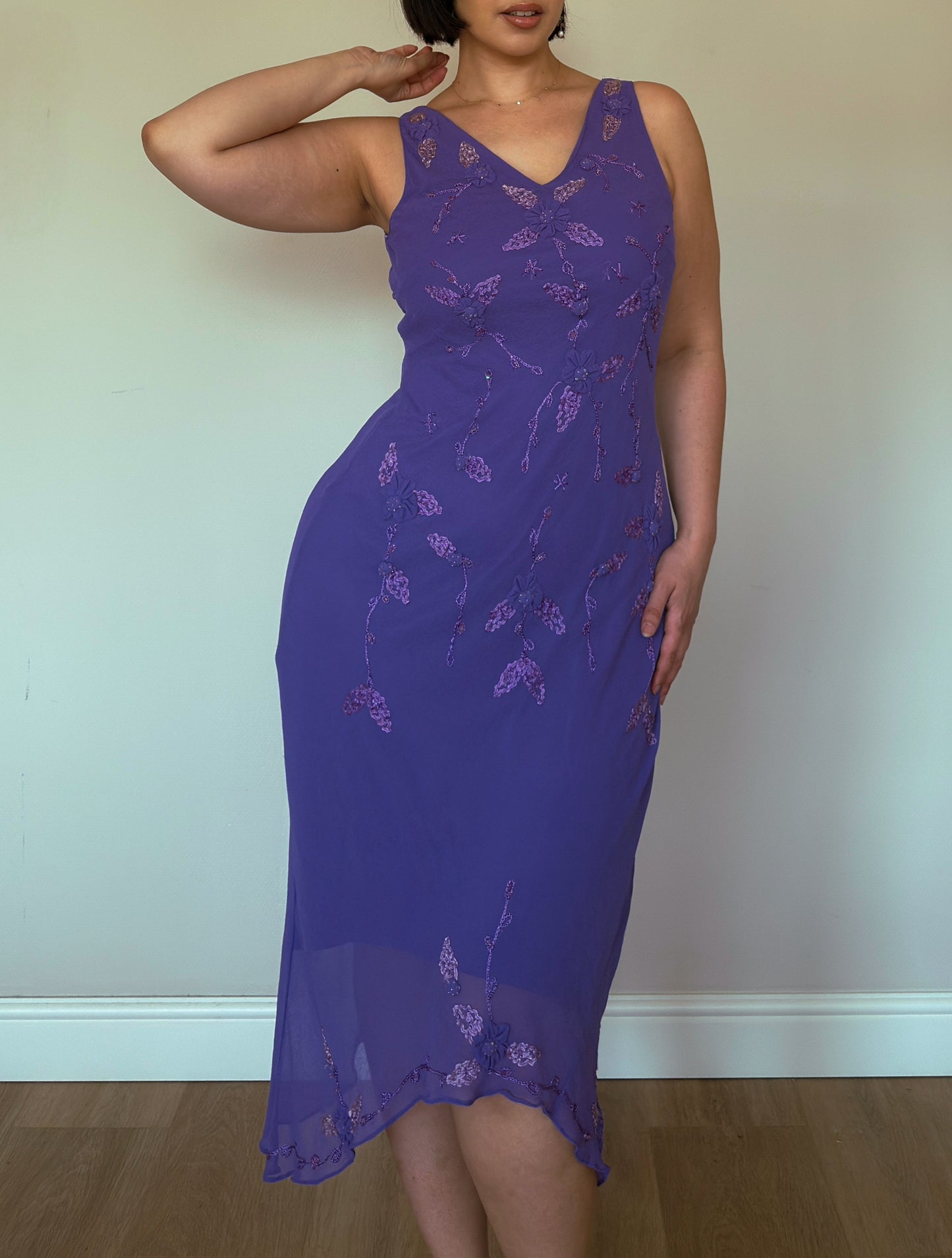 Lavender Whisper Embroidered Dress - size M-XL