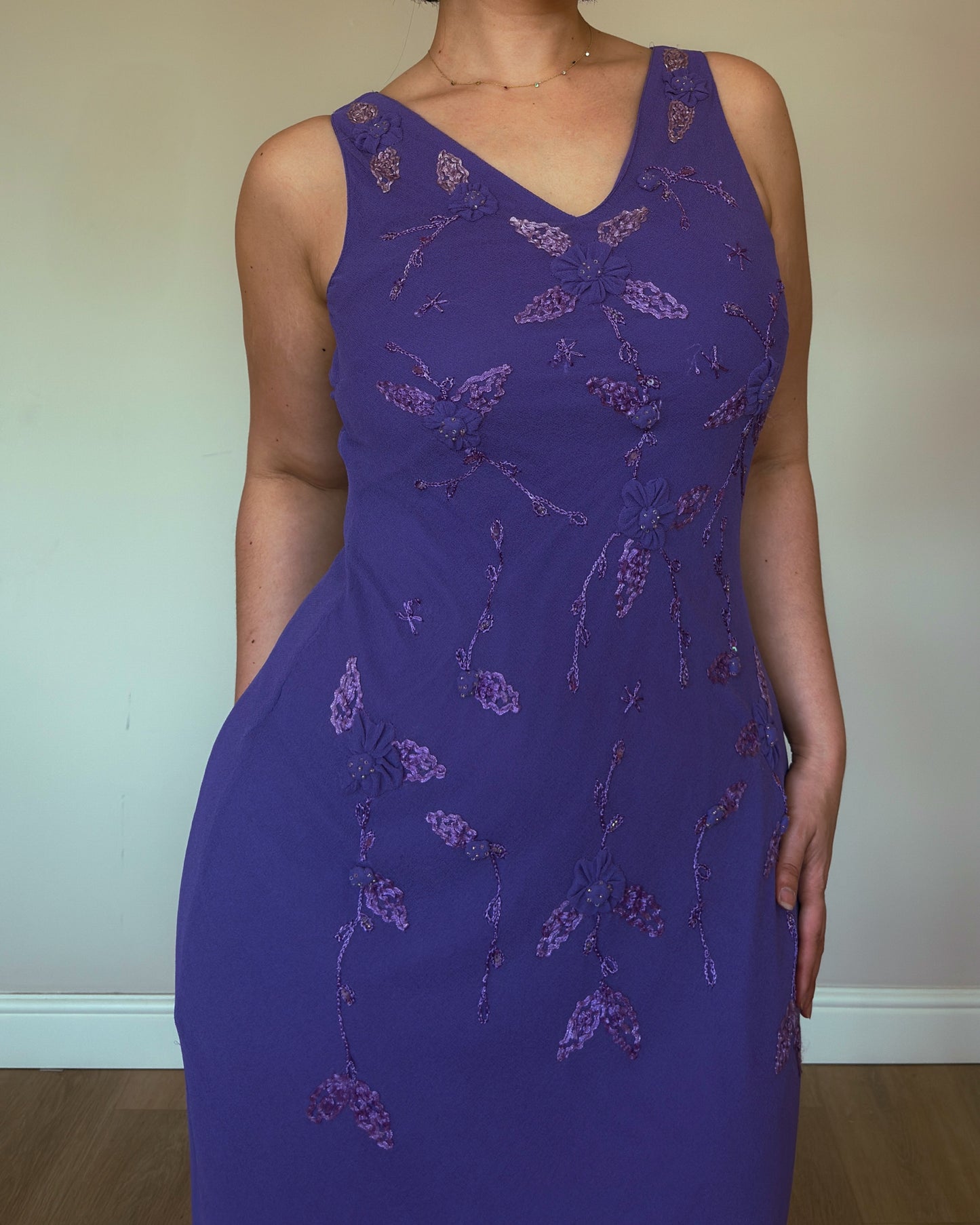 Lavender Whisper Embroidered Dress - size M-XL