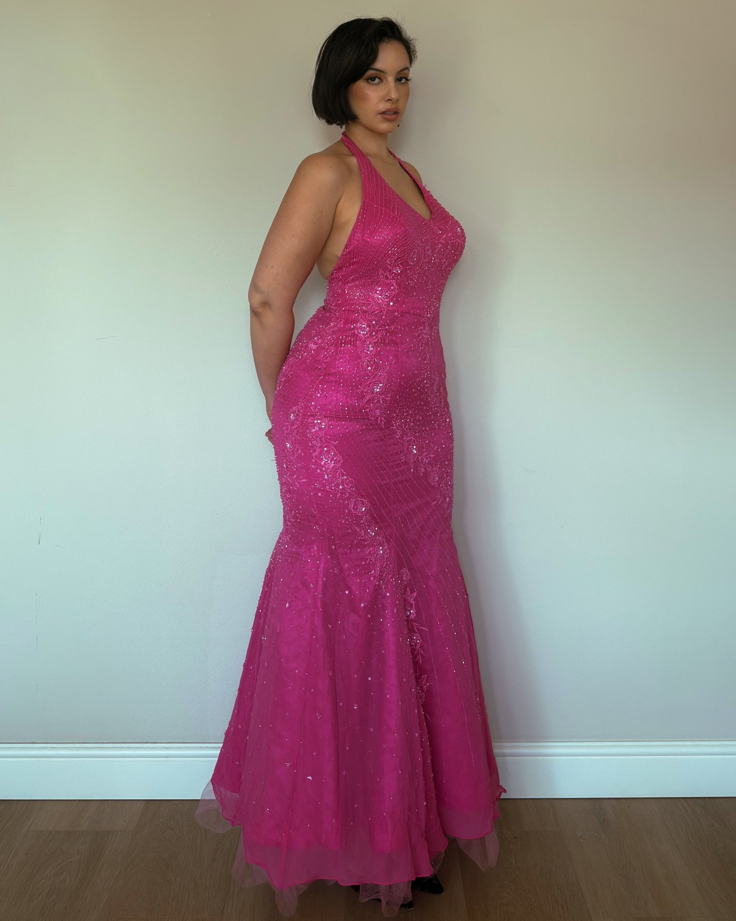 Fuchsia Muse Silk Gown - size M