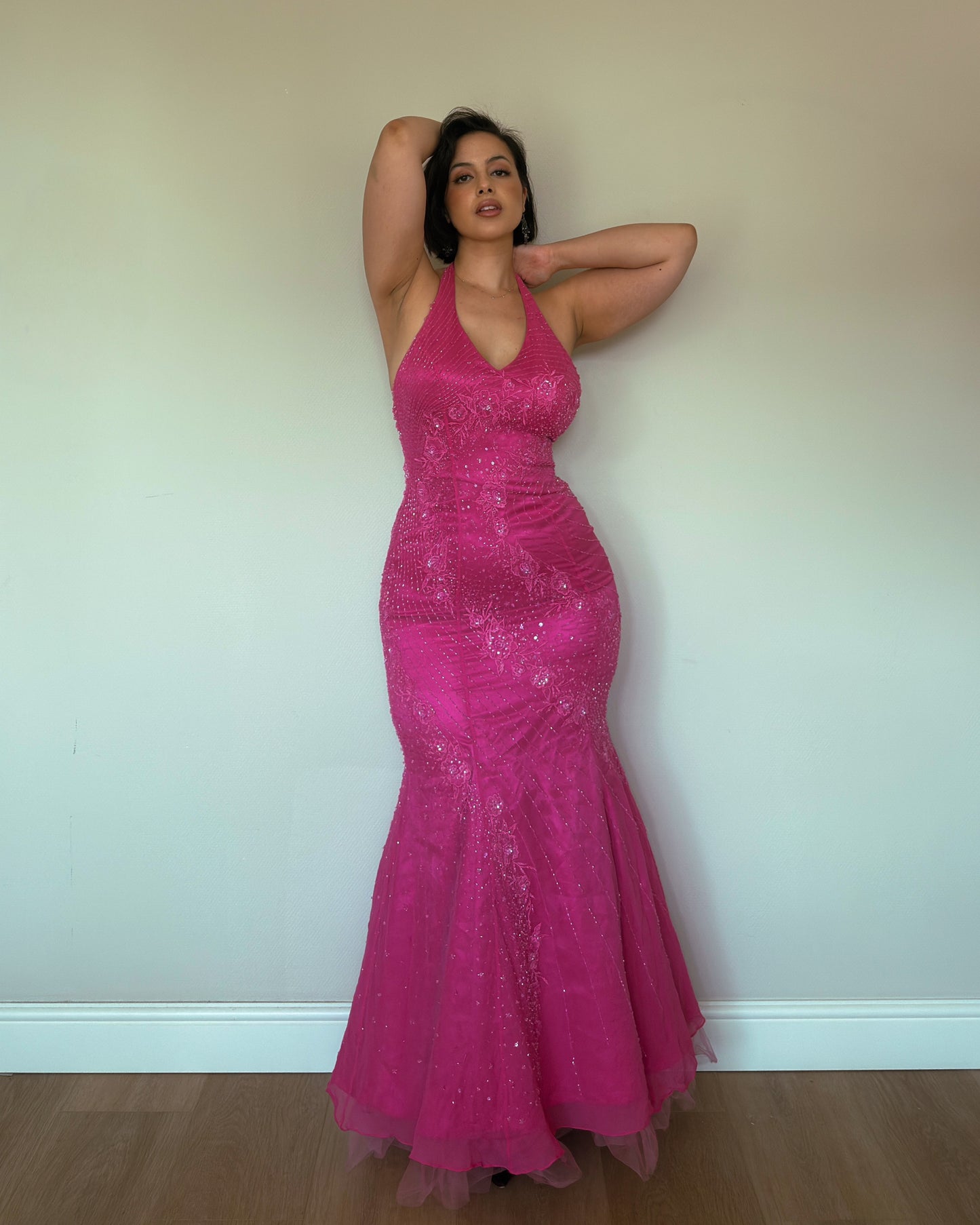 Fuchsia Muse Silk Gown - size M