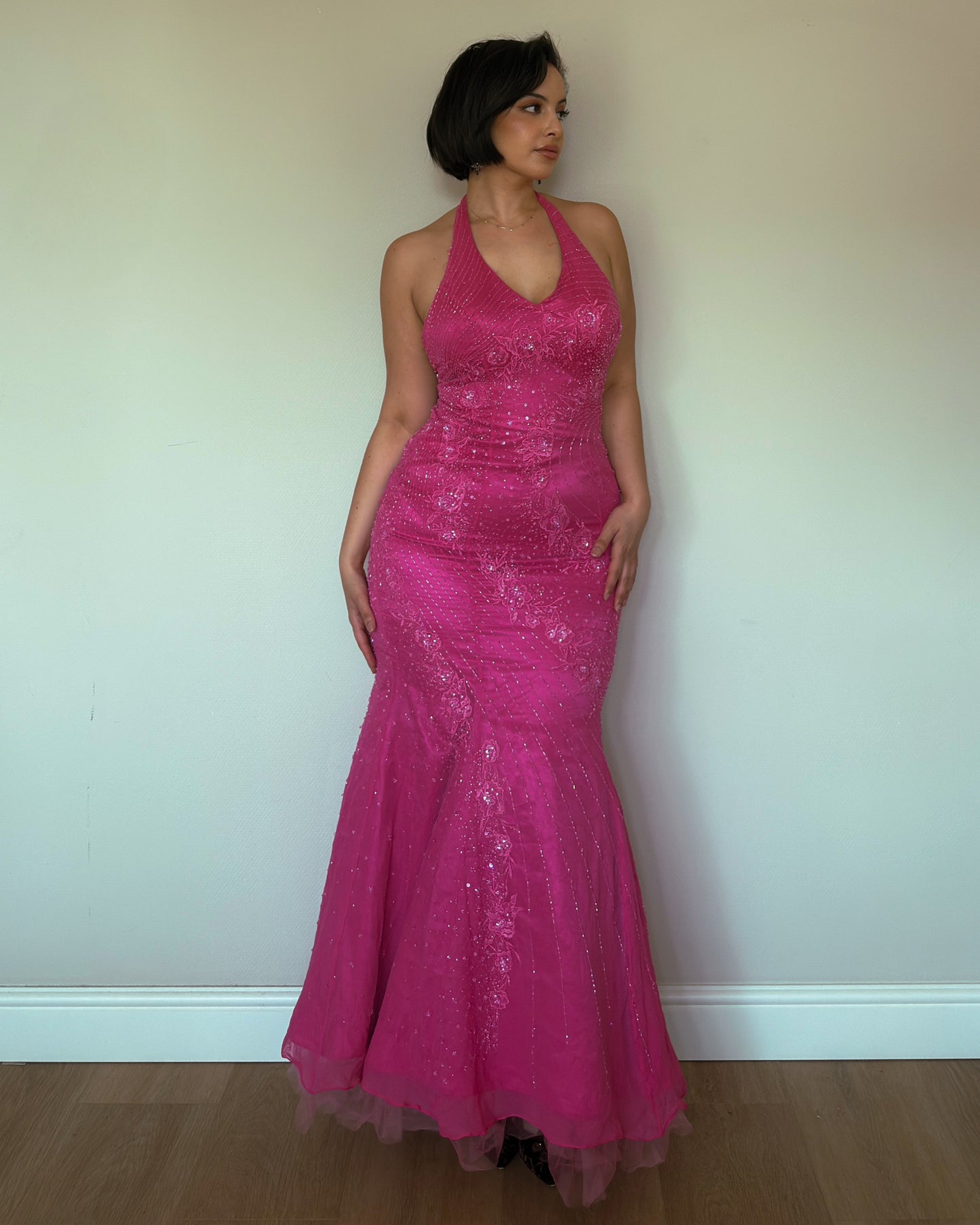 Fuchsia Muse Silk Gown - size M