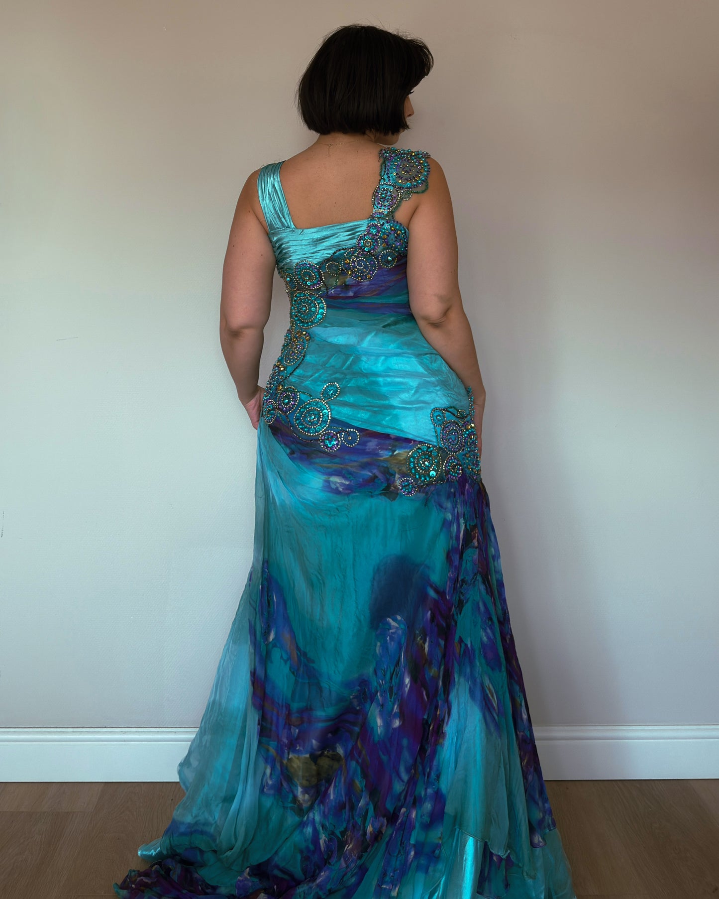 Turquoise Opulence Silk Gown - size M/L