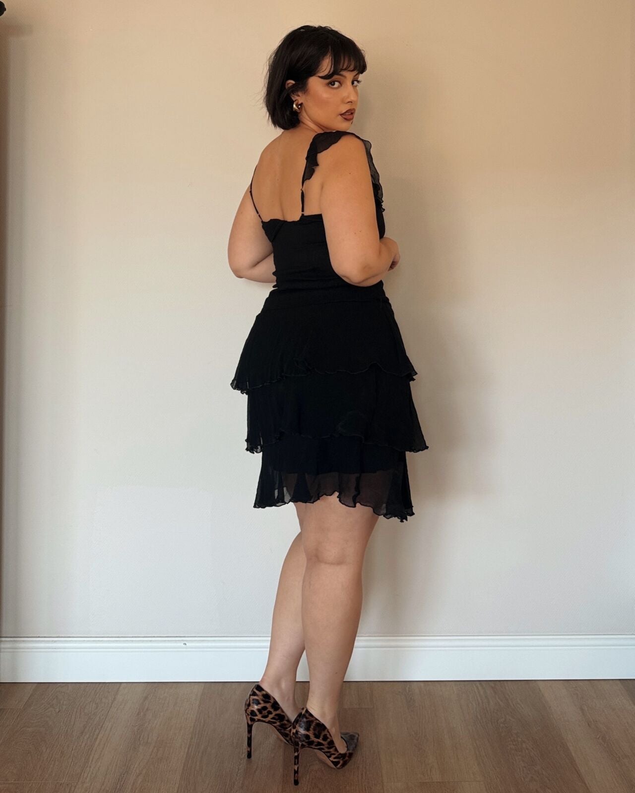 Black Ruffle Mini Dress