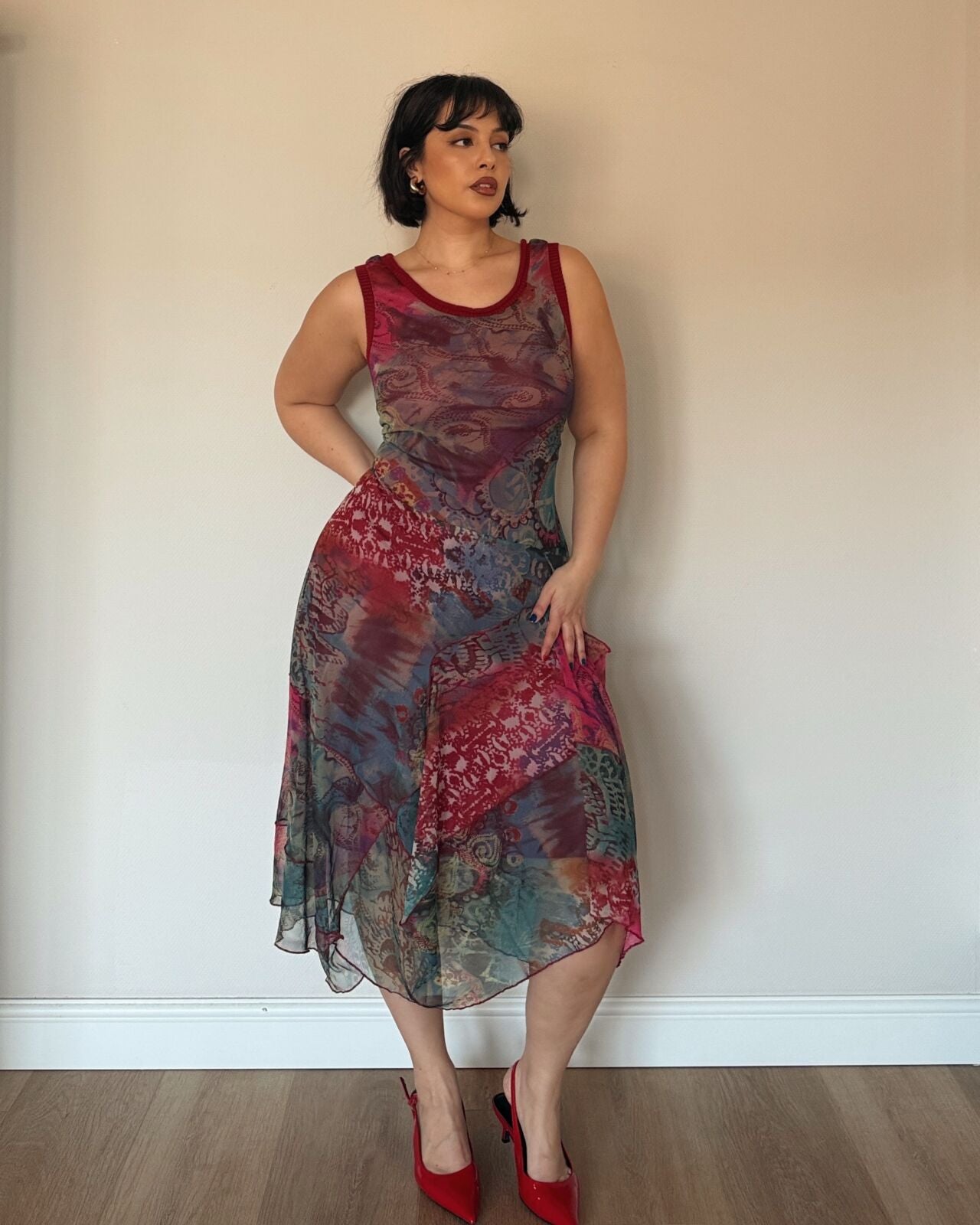 Sleeveless Mesh Midi Dress