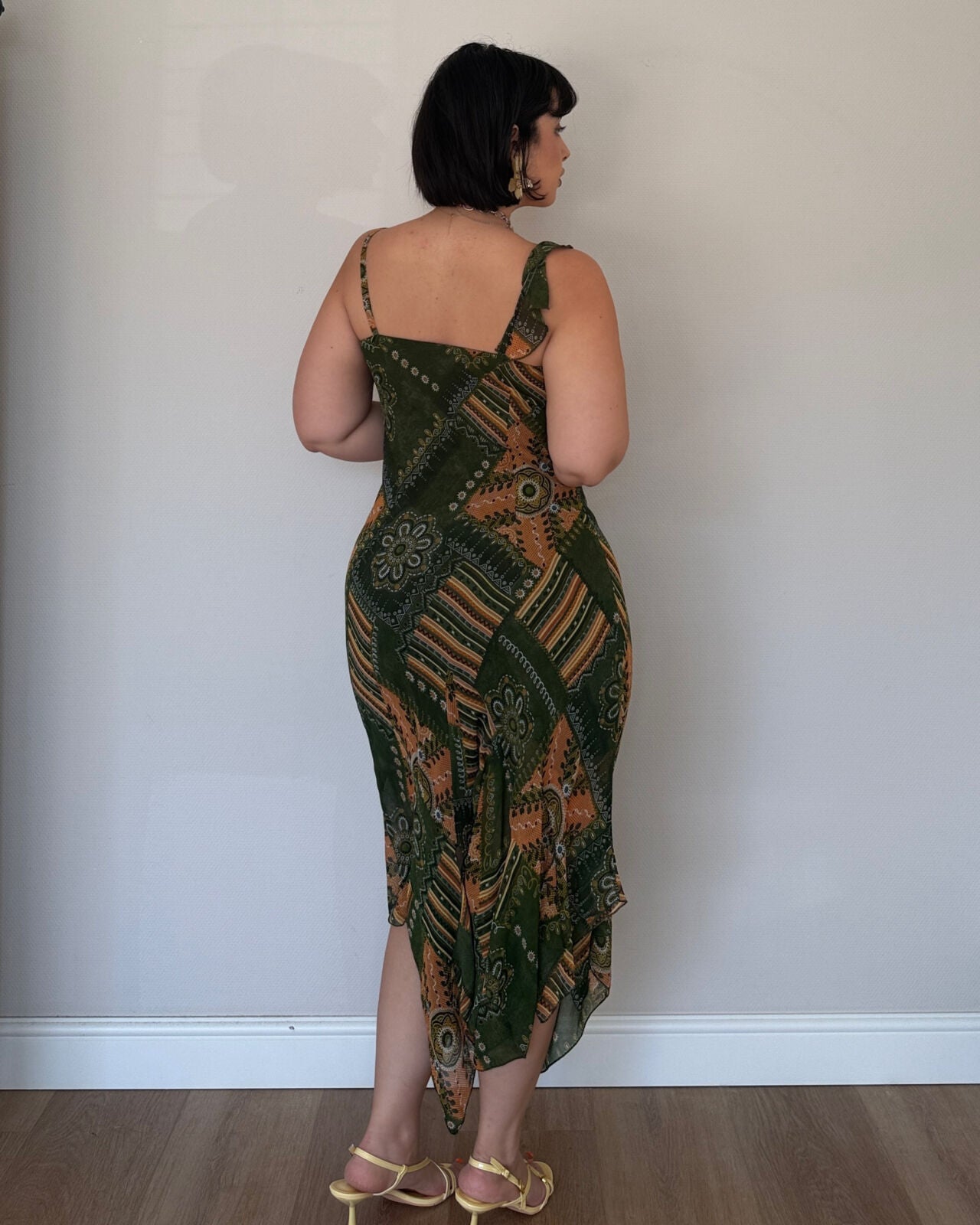 Green patchwork dress