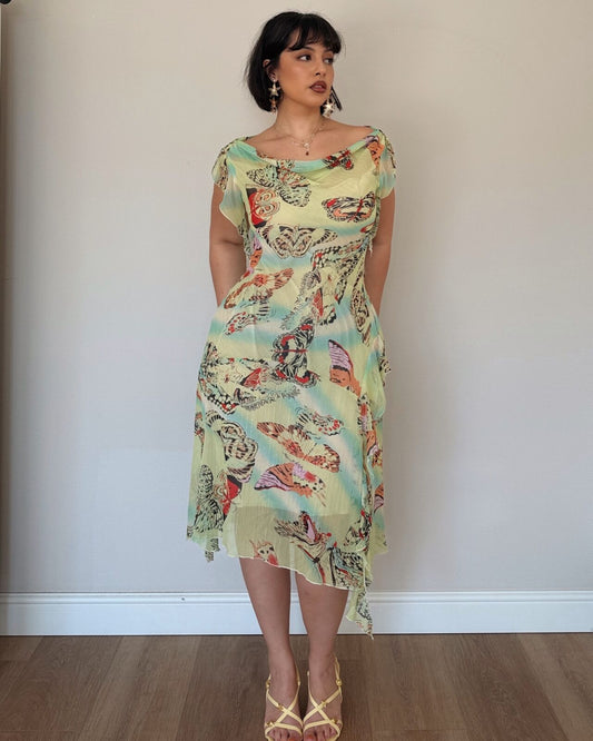 Butterfly Print Asymmetrical Dress