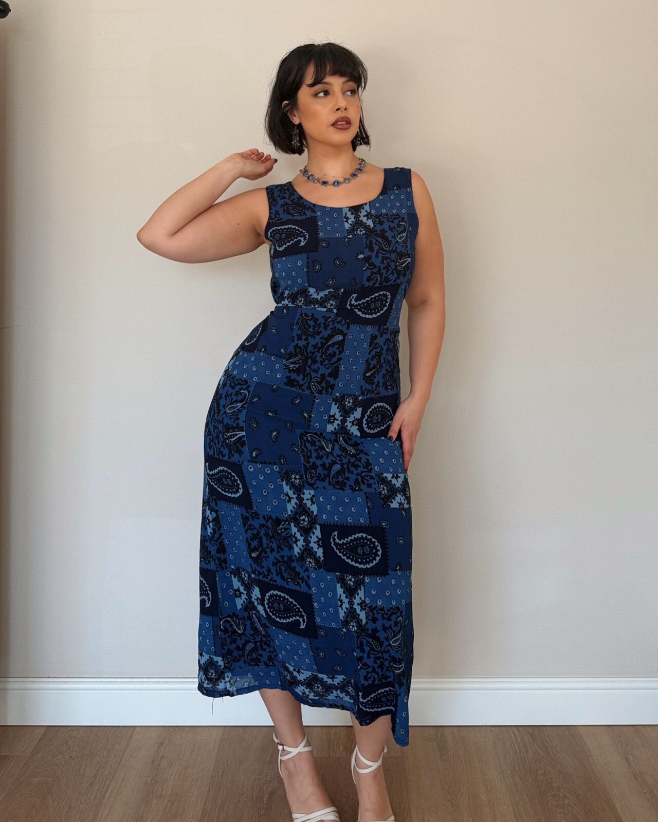 Blue vintage patchwork dress