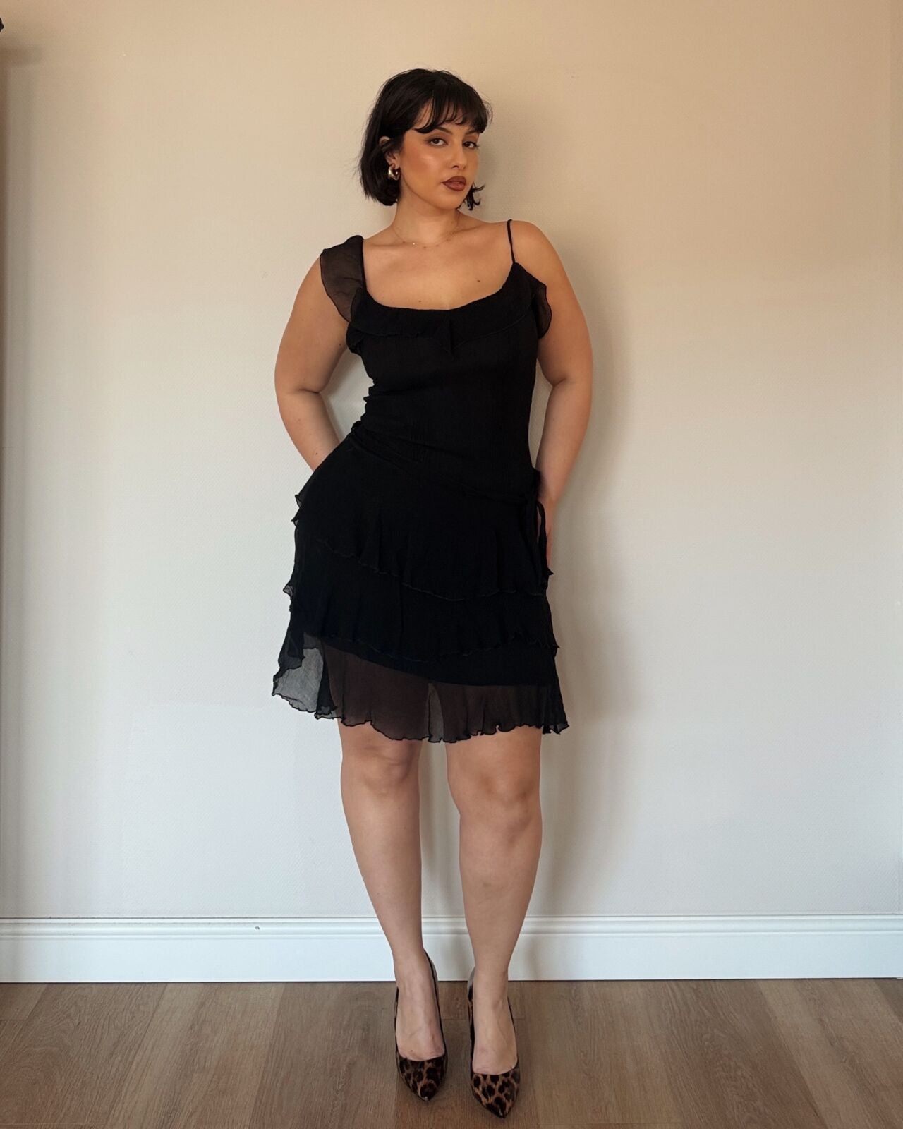 Black Ruffle Mini Dress