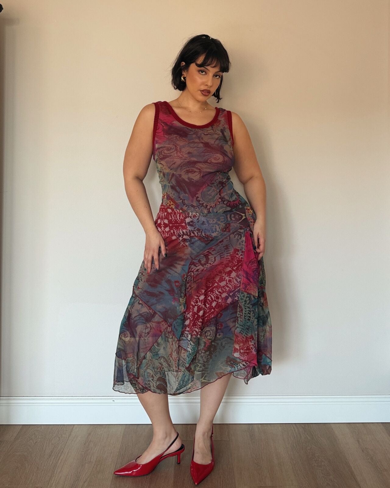 Sleeveless Mesh Midi Dress