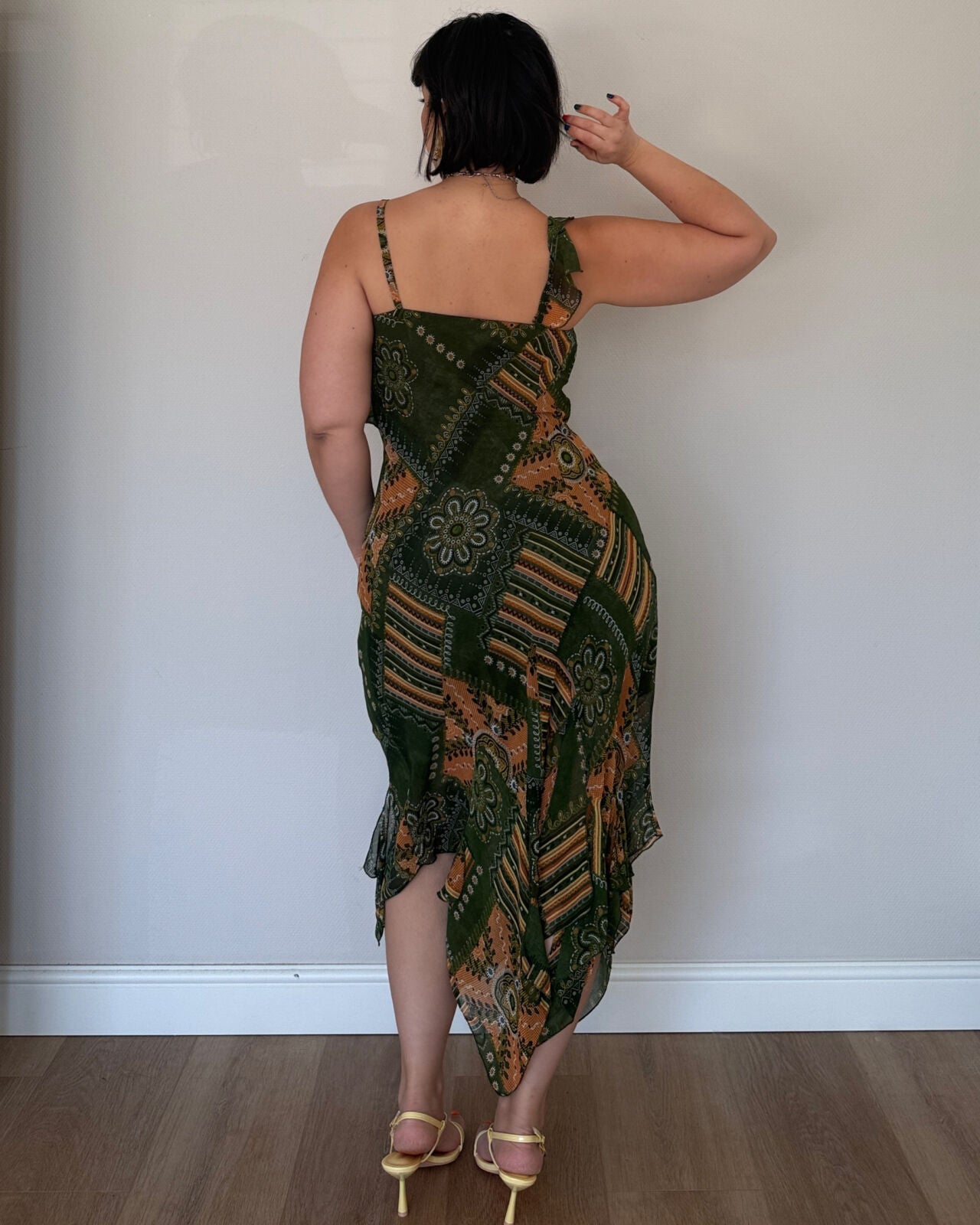 Green patchwork dress