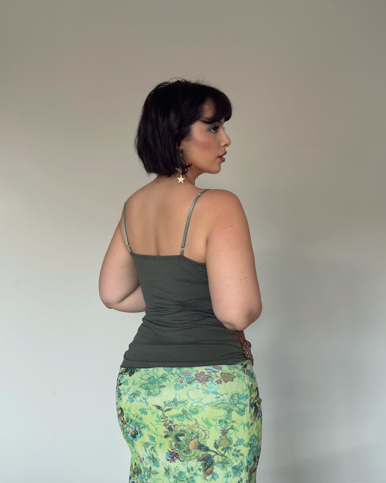 Green Embroidered Cami
