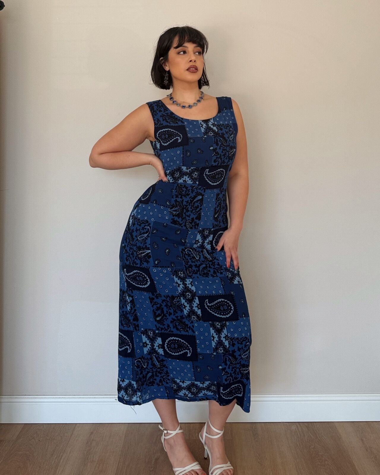 Blue vintage patchwork dress