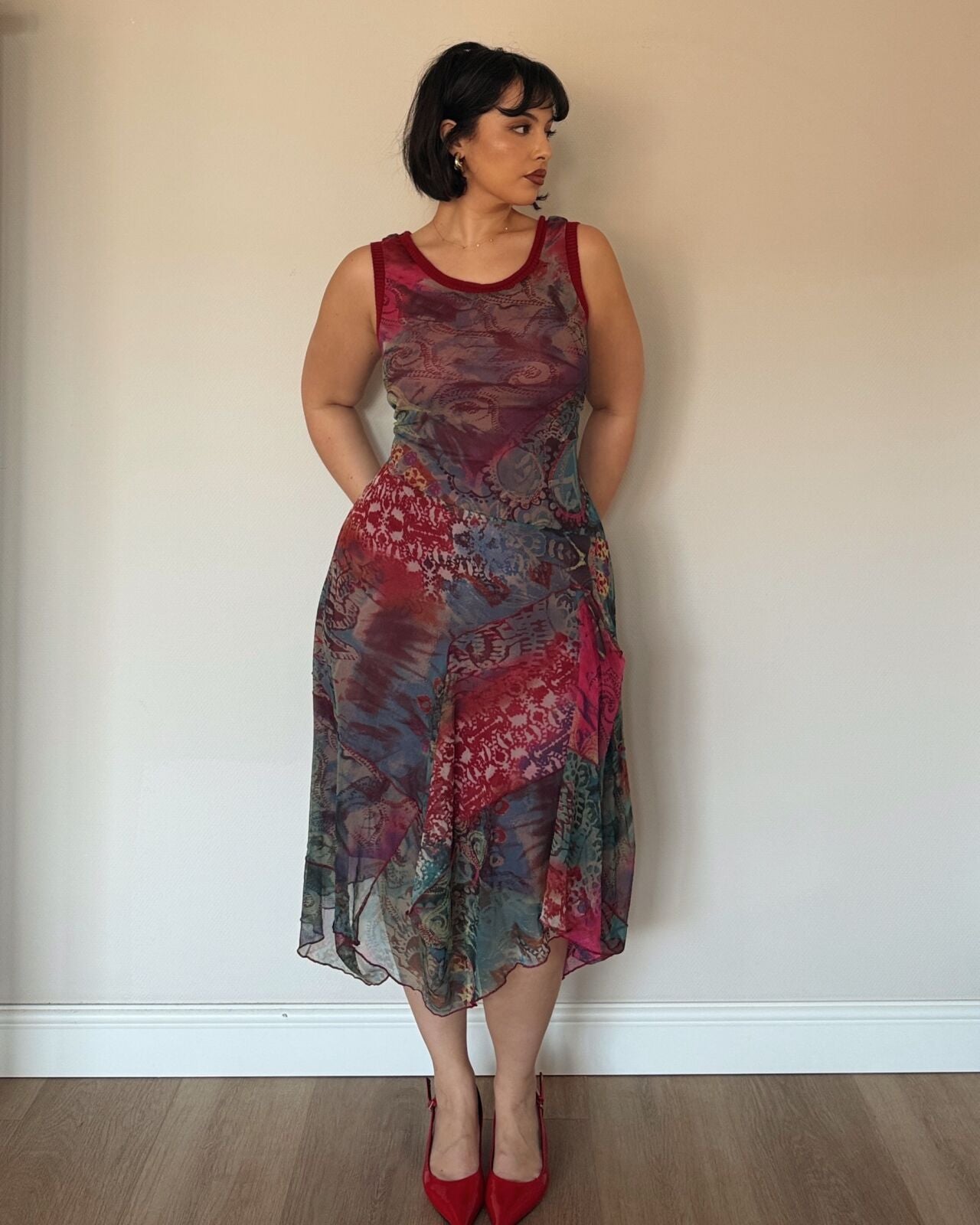 Sleeveless Mesh Midi Dress