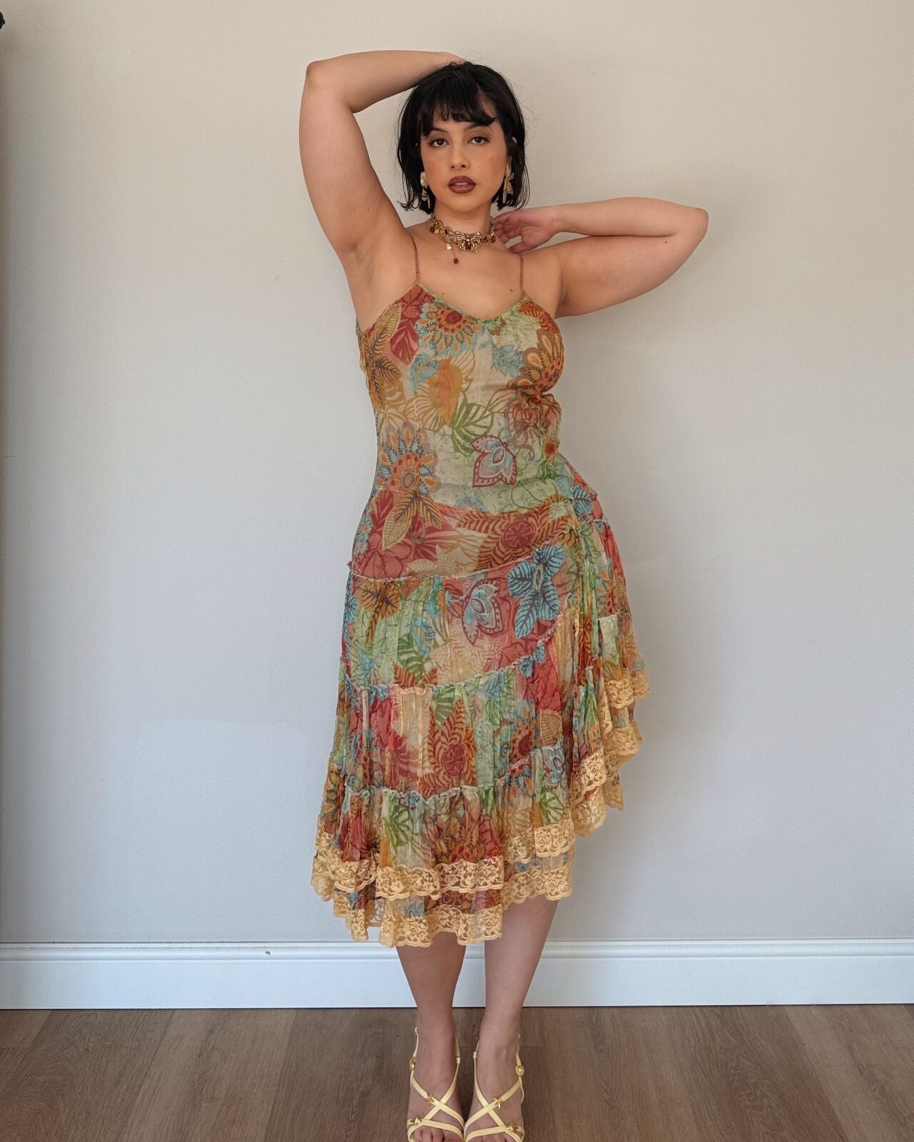 Vintage fairy floral midi dress