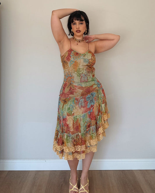 Vintage fairy floral midi dress