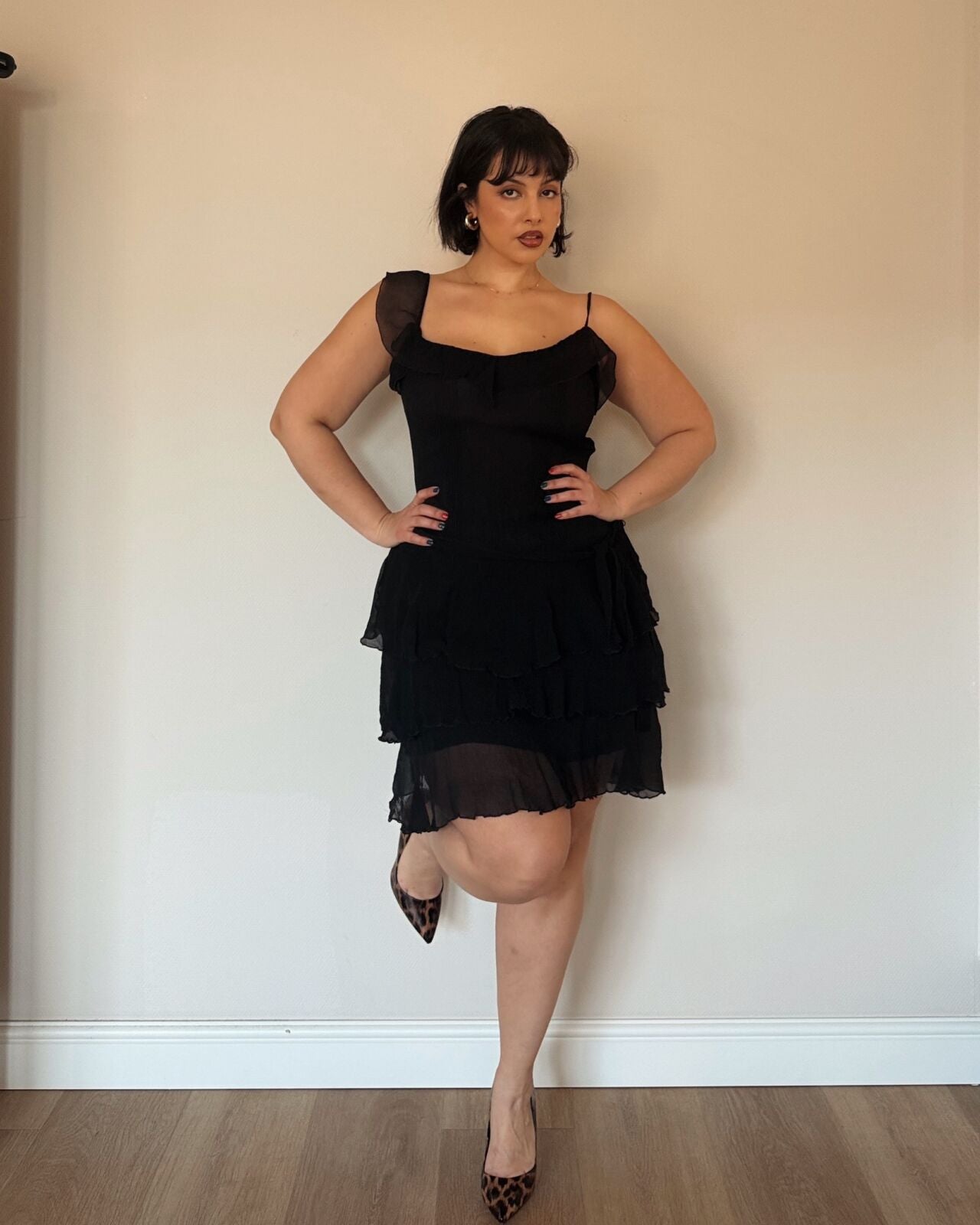 Black Ruffle Mini Dress
