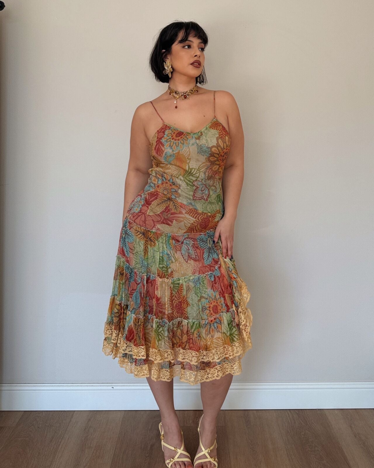 Vintage fairy floral midi dress