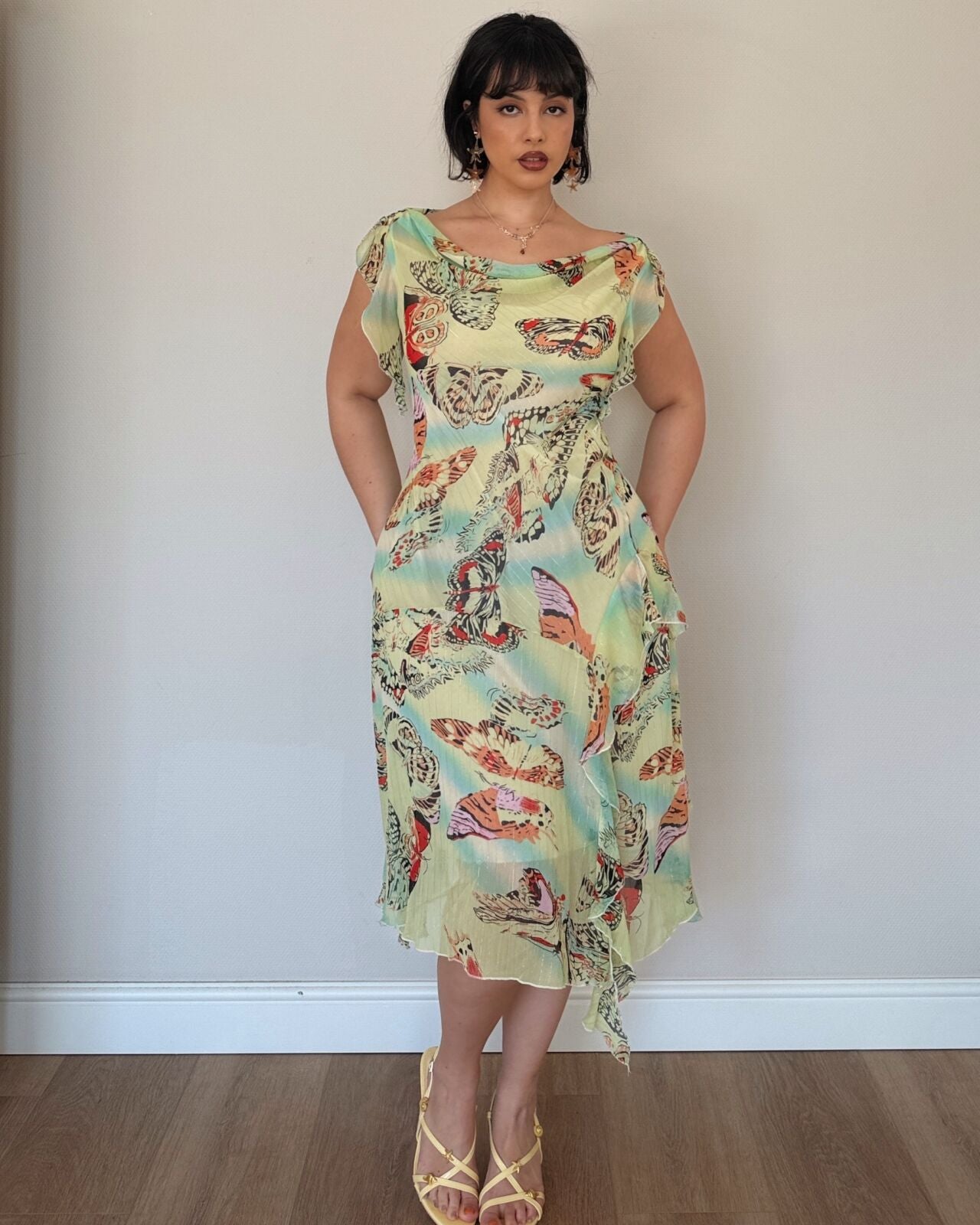 Butterfly Print Asymmetrical Dress