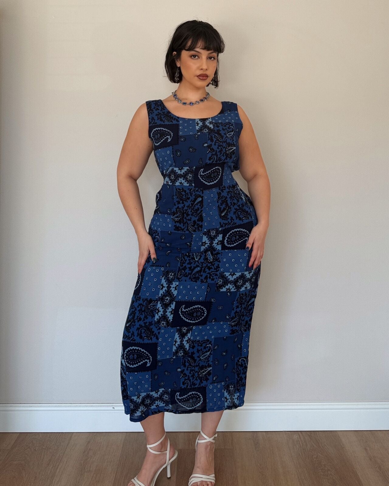 Blue vintage patchwork dress