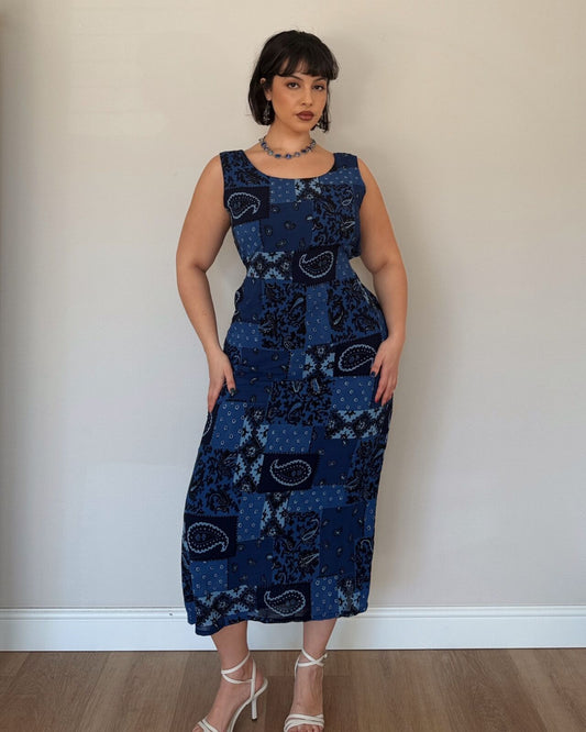 Blue vintage patchwork dress