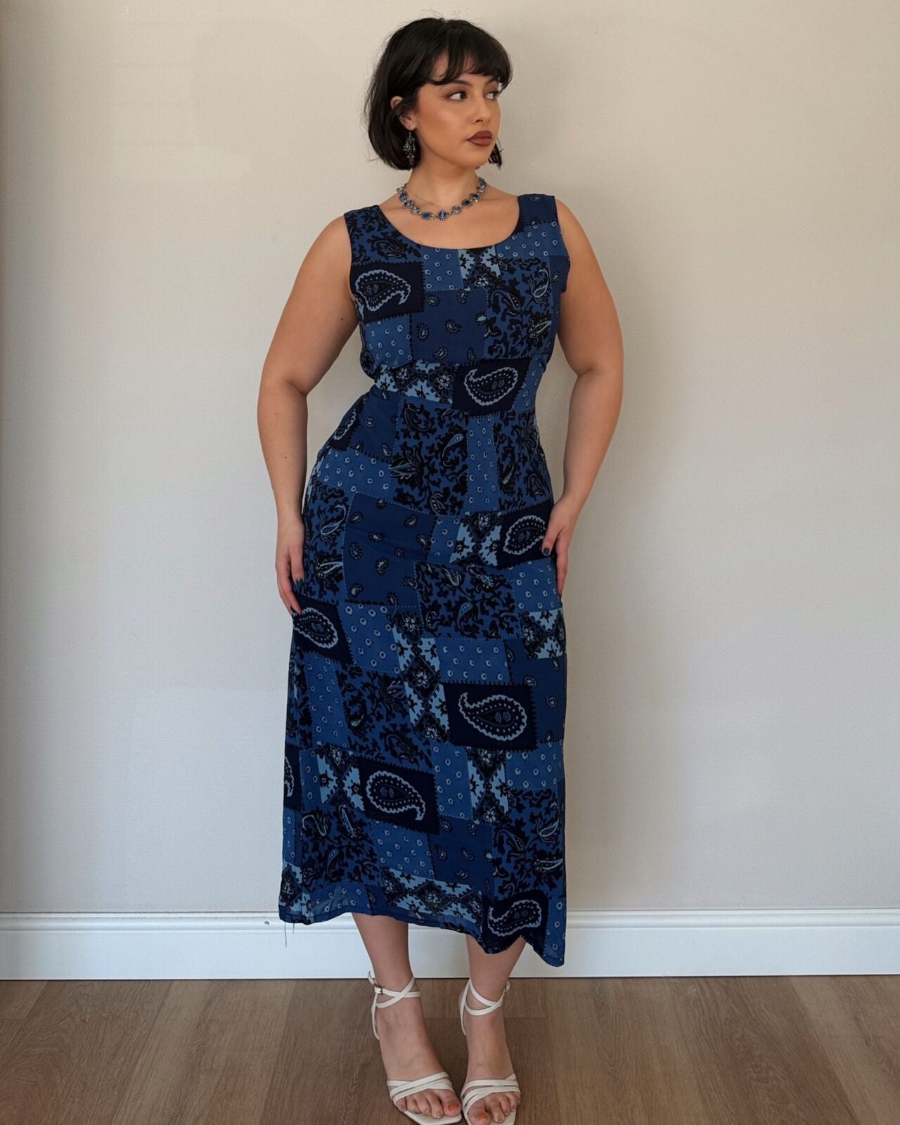 Blue vintage patchwork dress