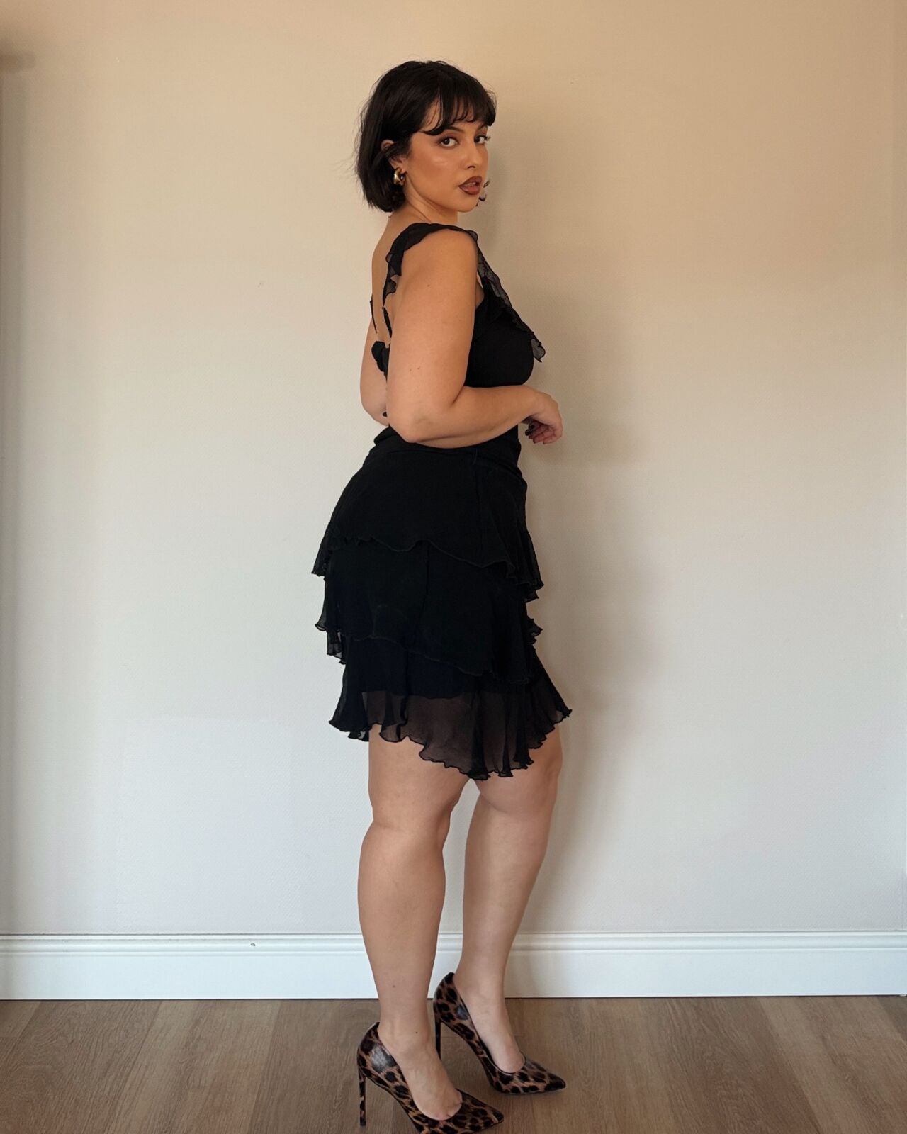 Black Ruffle Mini Dress