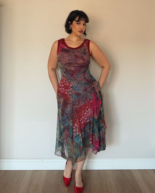 Sleeveless Mesh Midi Dress