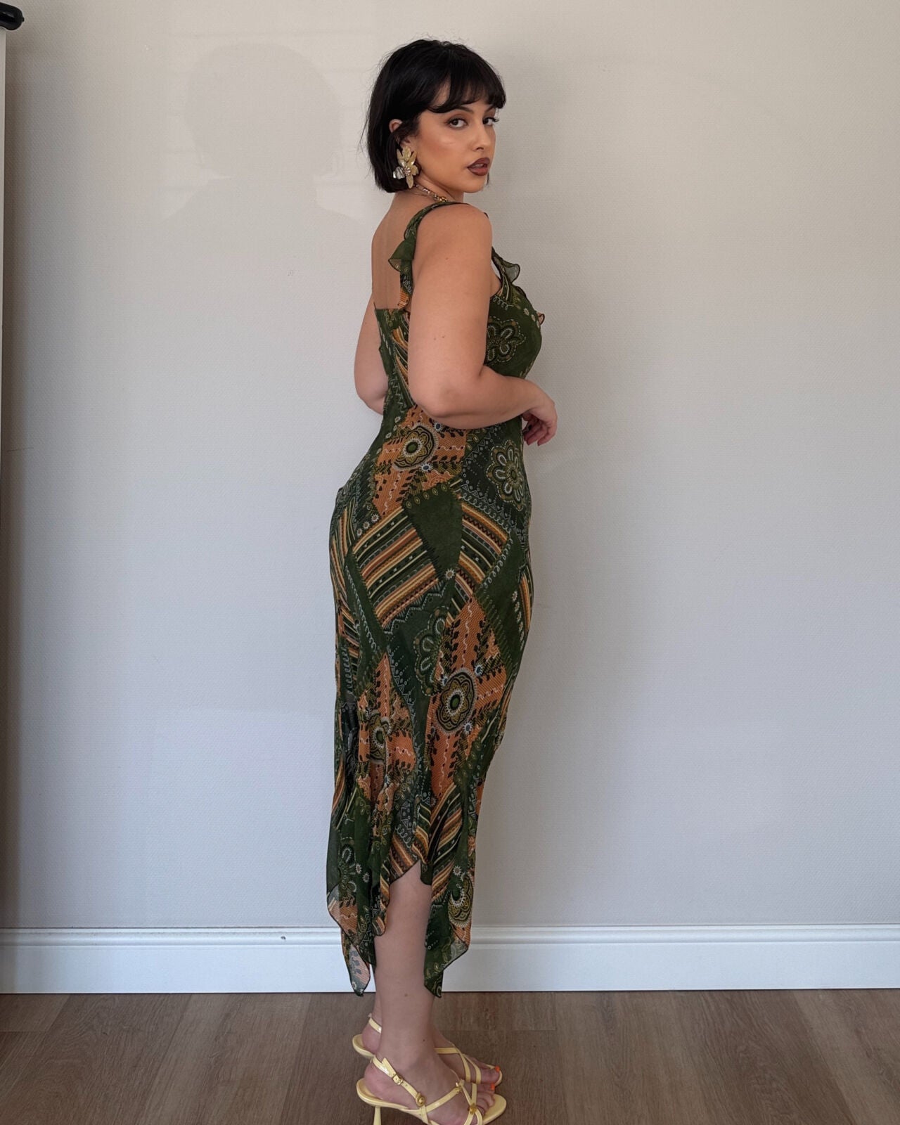 Green patchwork dress