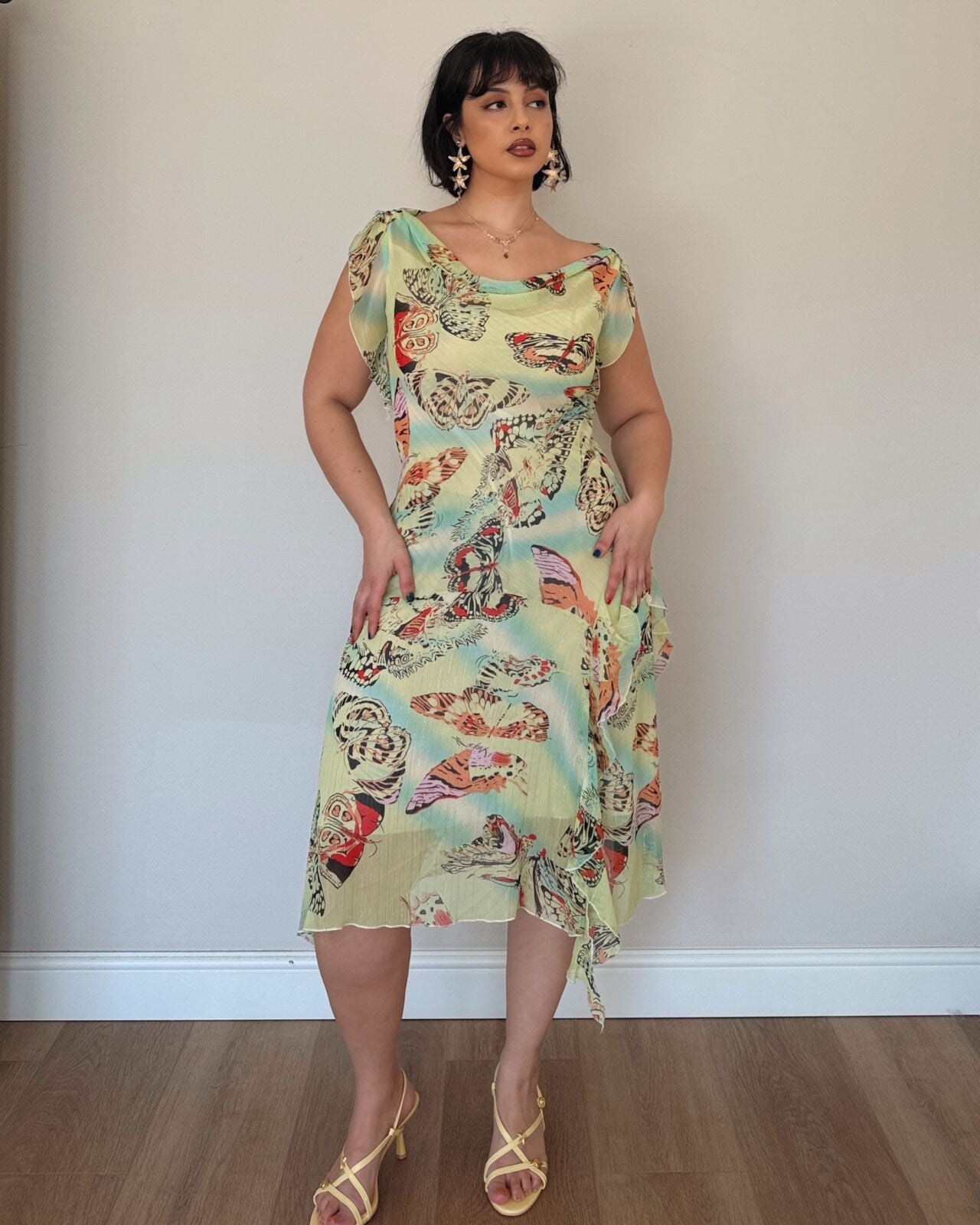 Butterfly Print Asymmetrical Dress